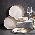 Amazon.com | LERATIO Ceramic Dinnerware Sets of 4, High Edge Stoneware ...
