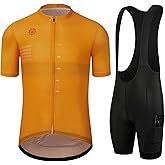GCRFL Men's Cycling Jersey Sets Road Bike Jersey Riding Shirts Lightweight, Bib Shorts with Pockets Padded