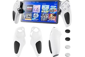 PAWDIARY Silicone Non-Slip Grip Protective Case for PlayStation Portal, Soft Protection Skin Cover for PS Portal Remote Player, Anti Fingerprint Handle Shell for PS5 Portal, 4 Thumb Caps-White+Black