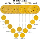 STEBRUAM 110PC 125mm Sanding Discs Orbital Sander Pads 60-800 Grit Hook Loop view 4