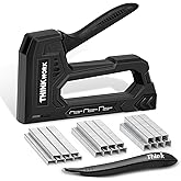 THINKWORK Light Duty Staple Gun - Black Upholstery Staple Gun for Wood with 1600pcs JT21 Staples 1/4", 5/16", 3/8" and Staple