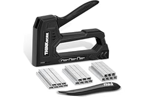THINKWORK Light Duty Staple Gun - Black Upholstery Staple Gun for Wood with 1600pcs JT21 Staples 1/4", 5/16", 3/8" and Staple Remover, Fabric Stapler Gun for Crafts, Home Use, Wall, DIY, Lights Decora