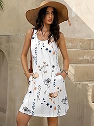 LUXVEER Womens Floral Summer Dress Casual Loose