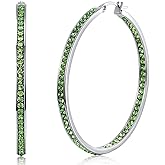 weinuo 2 Inch Stunning Stainless Steel Multi-colors Cubic Zirconia Hoop Earring for Women Hypoallergenic Jewelry for Sensitive Ears Large Big Hoop Earrings 50MM