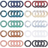 PH PandaHall 50pcs Acrylic Bead Frame, 10 Colors Circle Link Connectors 1.6 Inch Imitation Gemstone Round Ring Frames with Double Holes for Earrings Bracelets Necklaces Crafts, 1 inch Inner Diameter