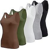 BQTQ 5 Pcs Basic Tank Tops for Women Undershirt Tank Top Sleeveless Under Shirts