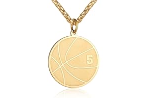 Susook Basketball Number Necklace for Boys Gold Stainless Steel Basketball Pendant Sport Jewelry Gifts for Men