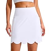 SANTINY 16" Skorts for Women with 4 Pockets High Waisted Scalloped Hem Athletic Tennis Skirt Golf Skort Dressy Casual