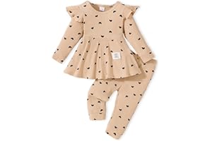 PaPaai Sara Baby Girls Clothes Toddler Girl Outfits Fall Infant WInter Ribbed Pants Set for 6 9 12 18 24 Months 2t 3t Girls