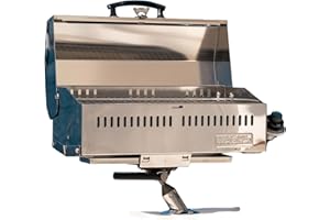 Magma Cabo Grill - Marine-Grade Stainless Steel Barbecue Grill for Boats - Portable Propane Gas with 9”x18” Grilling Surface - Heat-Resistant Handle, Fold-Away Legs - Ideal Boat Accessory