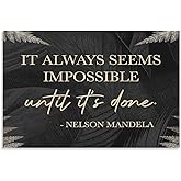 Positive Inspirational Wall Decoration, 'It Always Seems Impossible Until It's Done' Wall Art Canvas Decoration, Suitable for Home, Office, And Workplace Walls Print Photo Art Painting Canvas Poster H
