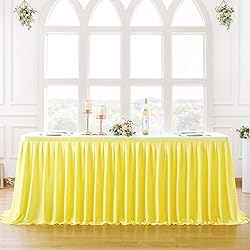 Partisky Yellow Polyester Table Skirt for Rectangle