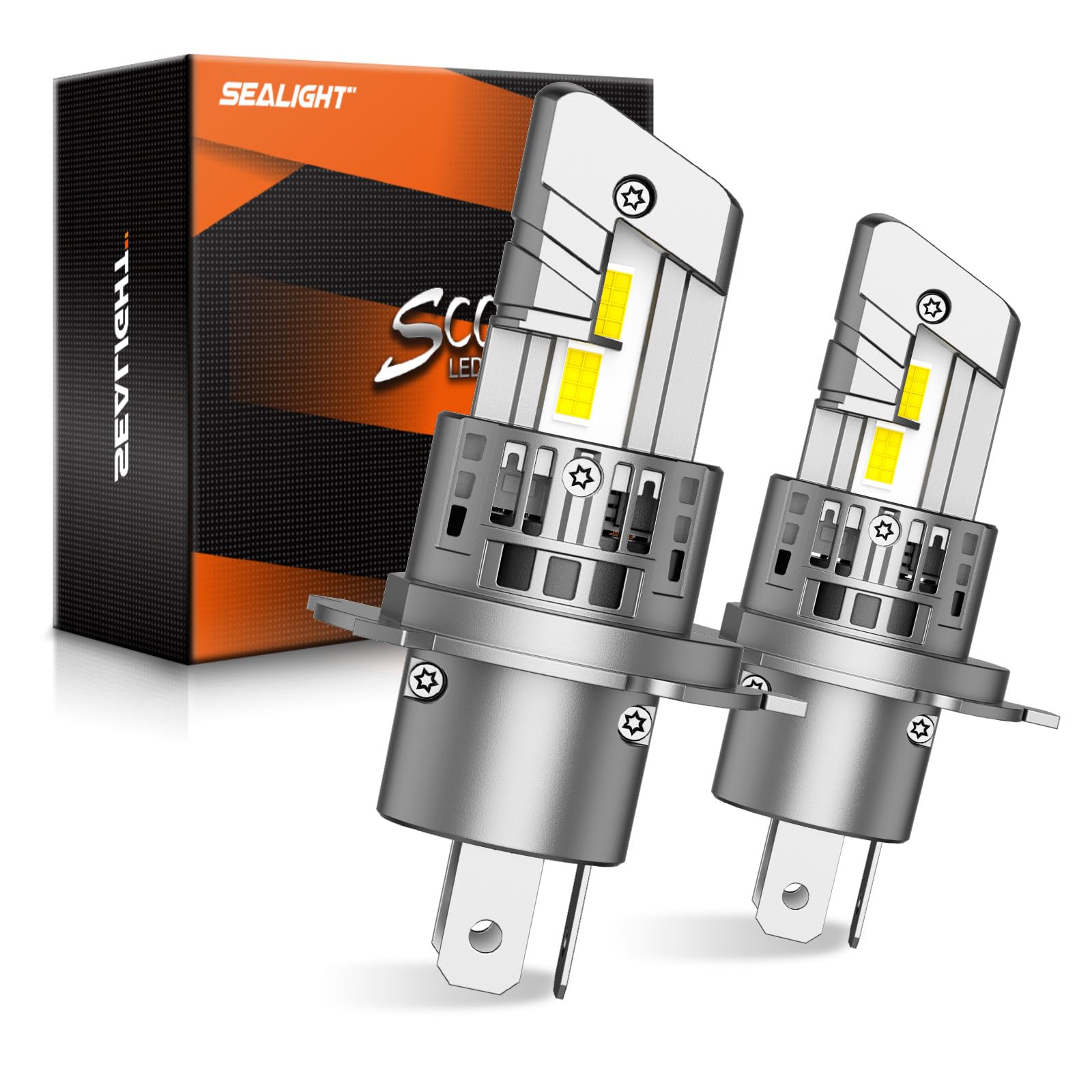 SEALIGHT H4 9003 HB2 Fog Light Bulbs, 30000LM 6500K Cool White, 1:1 Mini Size, H4 Bulb Fog Light with 13000RPM Cooling Fan, 3 Mins Plug-N-Play, Non-polarity, Pack of 2 Image