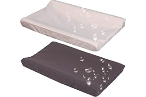 Belsden 2 Pack Waterproof Changing Pad Cover, Soft Microfiber Diaper Change Table Sheets for Baby Boys and Girls, Fit 32" x 16" Changing Pad, Machine Washable Durable, Dark Grey & Apricot