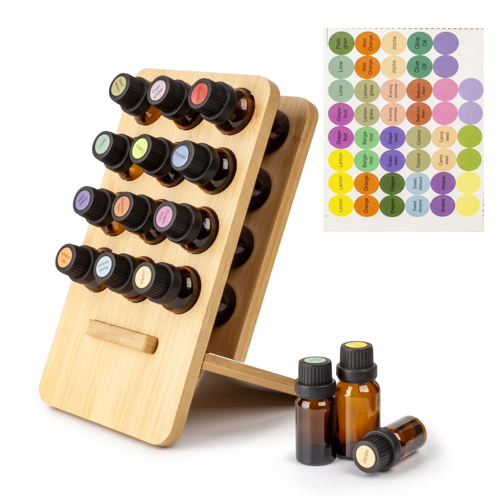Essential Oil 12 Slots Storage Box Wooden Essential Oils Display Organizer Stand Holder for 15 ml Bottles Nail Polish Collection.