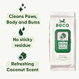 Beco Dog Wipes 80 Count Coconut Scent Plant-Based Grooming Wipes view 2