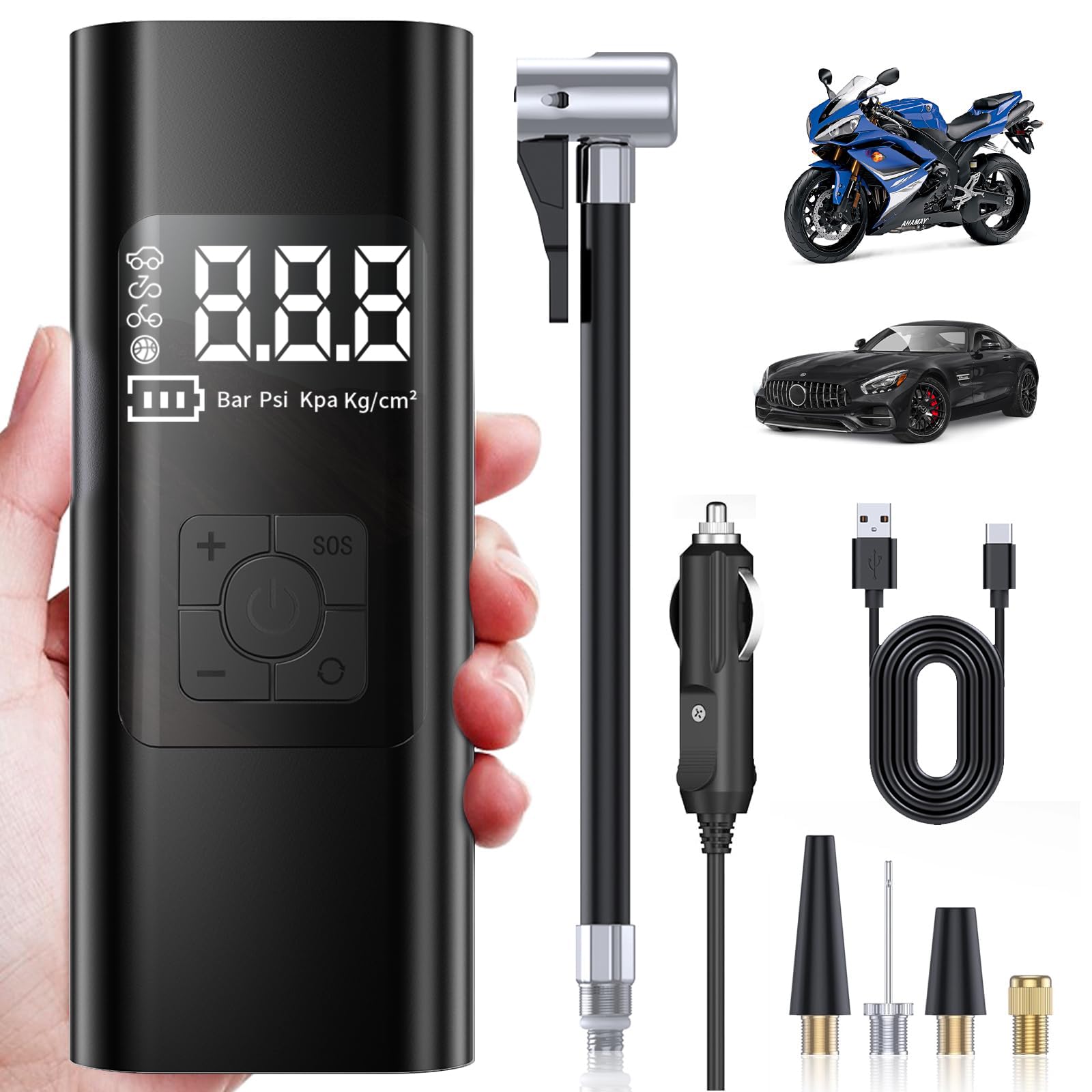 Photo 1 of Tire Inflator Portable Air Compressor- New Upgrade 21000mAh Portable Air Pump-150PSI Cordless Smart Tire Pump -Accurate Pressure LCD Display, 3X Fast Inflation for Cars,Bikes,Motorcycle,Tires,Balls
