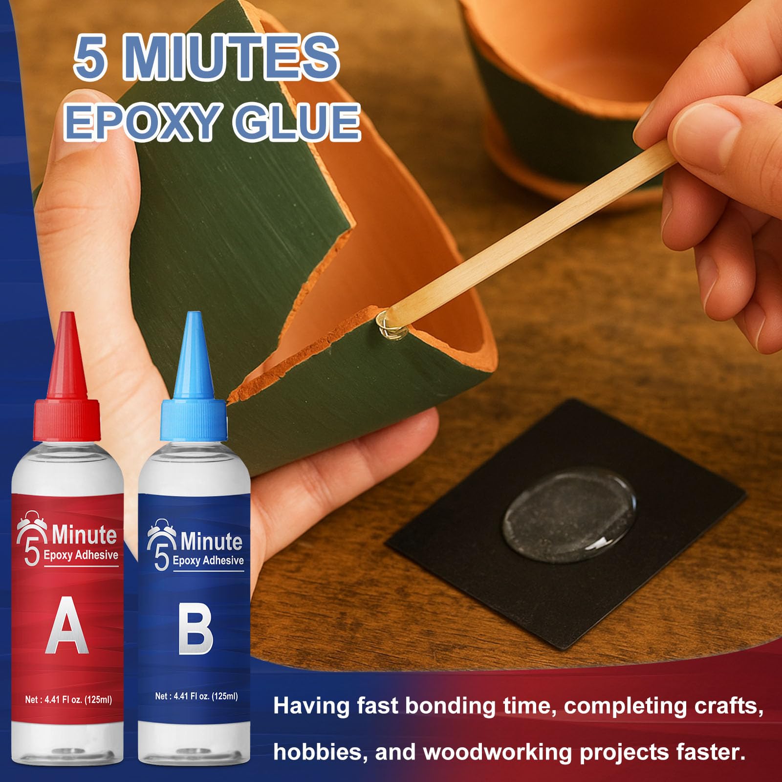 LAMXIN 5 Minutes Epoxy Kleber 250ml, Zäher Dauerhafter Hitzebeständiger 2 Komponenten Kleber Epoxidharz, Schnell Aushärtender Klarer Zwei Komponentenkleber für Metall, Holz, Fliesen, Kunststoffe 6