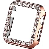 VIQIV Bling Protective Face Bumper Case Cover For Compatible with Apple Watch 38mm 42mm 40mm 44mm, Crystal Diamond Plate Frame Compatible With Apple iWatch Series 5 4 3 2 1