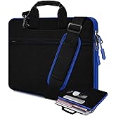Laptop Case 15.6 inch Shoulder Bag, Durable Shockproof Protective Computer Carrying Briefcase with Multi-Pockets and Strap Compatible with Most 15.6 inch Notebooks,Black blue