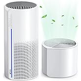 Afloia 2 IN 1 Air Purifier with Humidifier Combo, 3-Stage Filters for Home Allergies Pets Hair Smoker Odors, Evaporative Humidifier, Auto Shut Off, Quiet Air Cleaner with Seven Color Light,White
