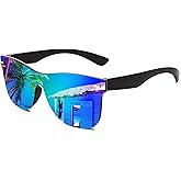 FEISEDY Trendy Rimless Mirrored One Piece Lens Sunglasses Reflective Sun Glasses B4114