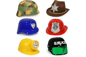 Liberty Imports 6 PACK - Dress Up Pretend Career Role Play Hard Hats & Helmets for Little Kids - Halloween Costume Role Play Toddler Dressup Set (Police, Fireman, Construction, SWAT, Cowboy, Army)