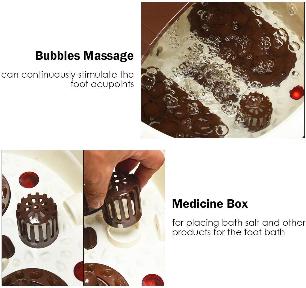 Giantex Foot Spa Bath Massager with Heat, Bubbles, 16 Pedicure Shiatsu Roller Massage Points, Frequency Conversion Power Saving, Adjustable Time & Temperature, LED Display, Drainage Pipe (Brown): Health & Personal Care