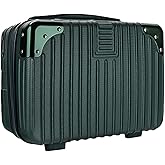 Yoanlayr Dark Green 14inch Hard Shell Cosmetic Organizer Travel Train Hand Luggage Small Portable Carrying Suitcase Makeup Case Bag for Women Toiletry