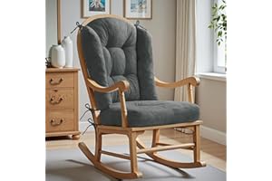 ROFIEJOX Wingback Rocking Chair cushion - Large Tufted Adirondack Chair Cushions, High-Density Sponge, Comfort Chenille Indoor Rocker Pads, 2 Piece Sets- Seat Cushion &Back Cushion, Dark Grey | Standard Size