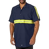 Red Kap Mens Short Sleeve Enhanced Visibility Industrial Work ShirtShirt