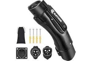 Elethor to J1772 EVs Adapter, 48A 250V Charger Adpater Fit with Storage Pouch and Charger Holder, Compatible with High Powered Connectors, Destination Chargers