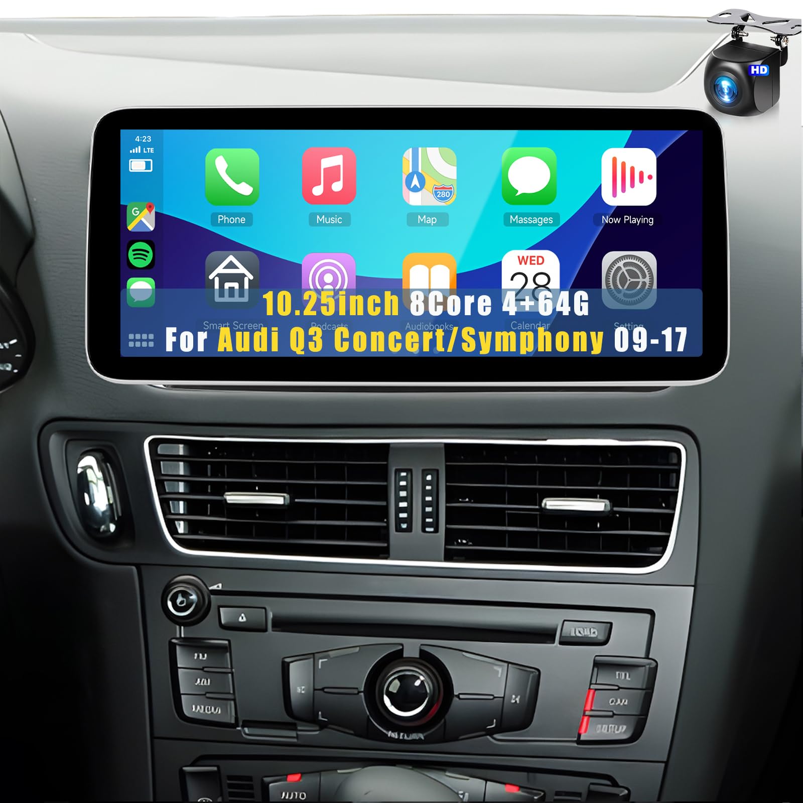 Photo 1 of 10.25 inch Car Stereo for Audi Q5 Concert/Symphony 2009-2017 ?8Core4+64G? Wireless Carplay Android Auto,IPS 1920 * 720P,Android13/GPS/WiFi/EQ DSP/59UI/Bluetooth5.0/FM/SWC/Backup Camera
