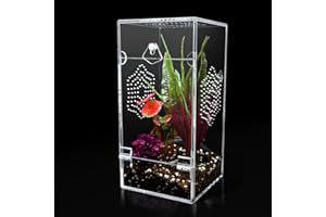 KERRLOTTE Acrylic Jumping Spider Enclosure, Secure Front Opening Door, 4x4x8 inch, Ventilated Habitat for Tarantulas, Mantis, Hermit Crabs & Small Pets
