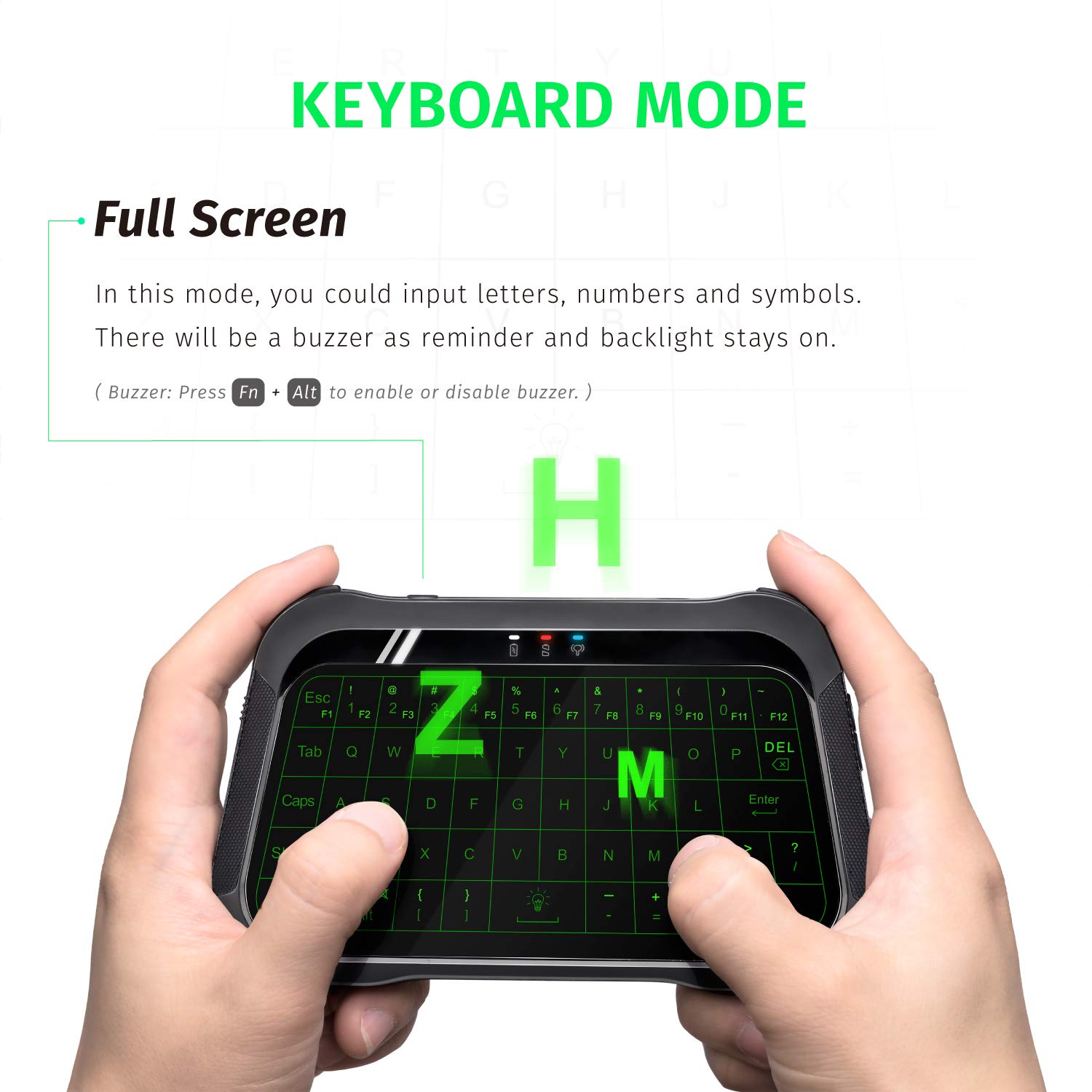 ANEWISH 2.4Ghz Mini Wireless Keyboard with Full Screen Mouse Touchpad, Backlit Mini Keyboard with Air Remote Mouse Combo, Rechargeable Handheld Remote for Android TV Box, IPTV,HTPC, PC,Laptop and more