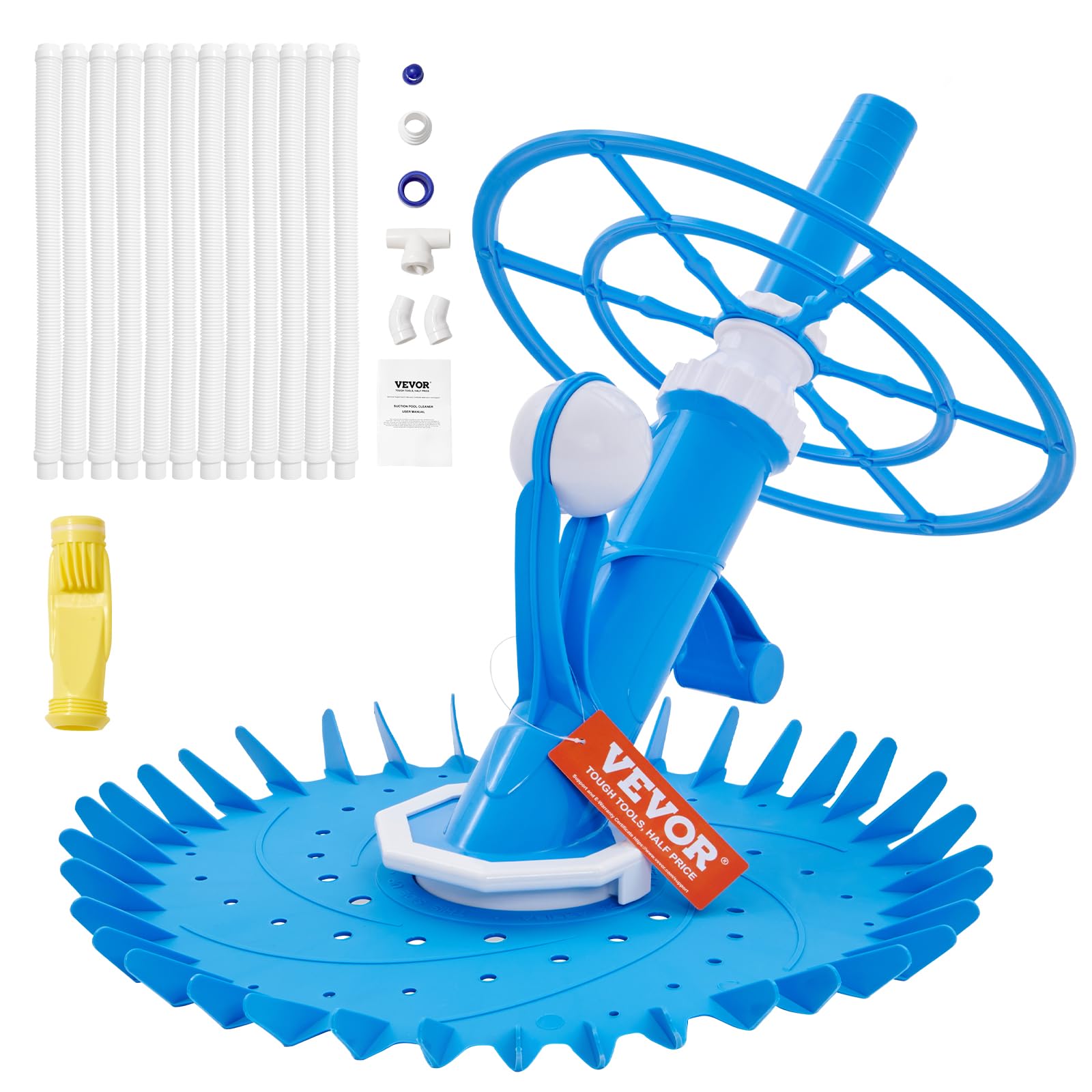 Photo 1 of (UNTESTED) (PARTIAL SET) VEVOR Suction Pool Cleaner, Automatic Pool Vacuum Cleaner with Extra Diaphragm, Suction Sweeper with 12 x 32 in Hoses & 36-Fin Cleaning Disc, Side Climbing Cleaner for Above-Ground & In-Ground Pools