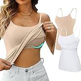 V FOR CITY Women's Shelf Bra Camisole Tops Adjustable Spaghetti Strap Cami Tank Cotton Undershirts 2 Pack