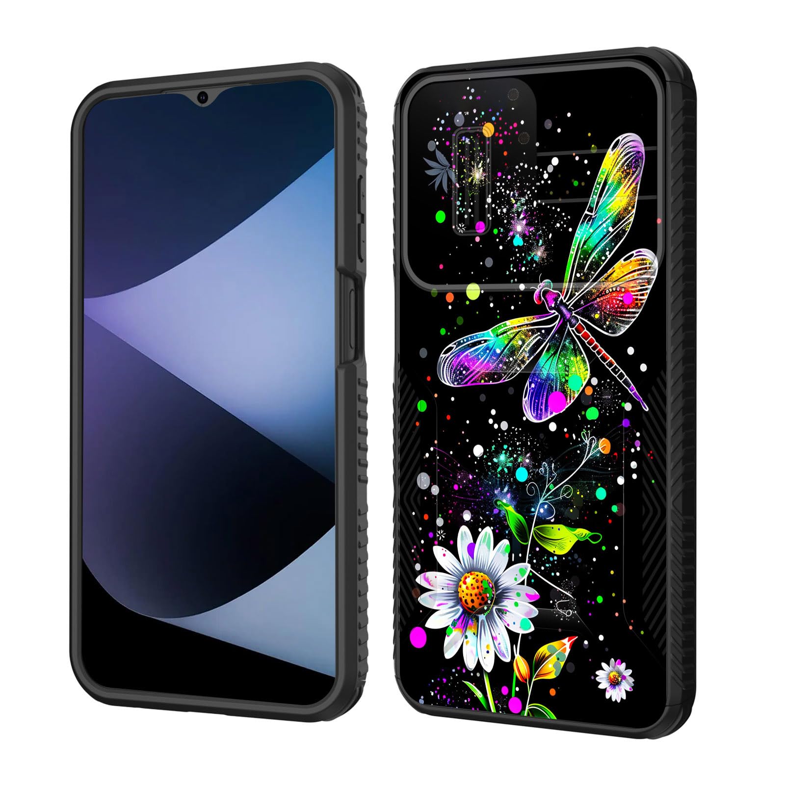wiaekosef for Galaxy A26 5G Case Built in Slide Camera Lens Cover,Heavy Duty Shockproof Protection Dual Layer Case for Samsung Galaxy A26 5G 6.7" 2025,Dragonfly and Daisy Flower
