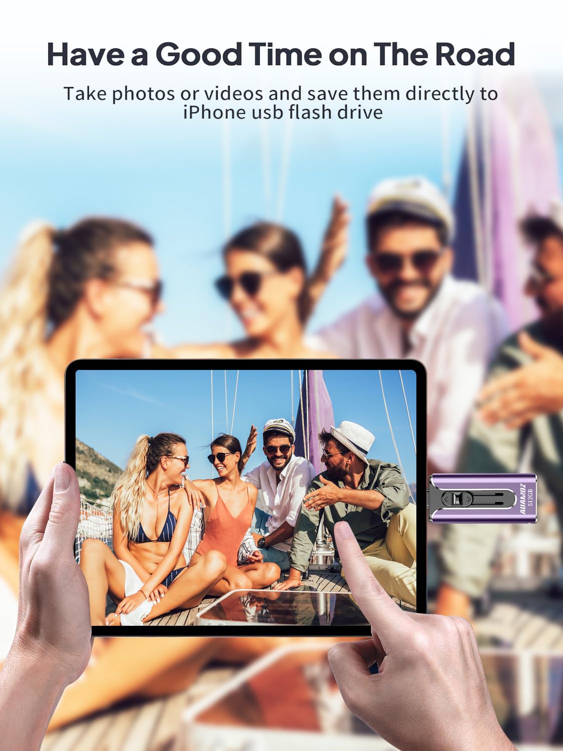 512GB Flash Drives Intended for iPhone, Memory Stick Storage for Photos and Videos Backup, Compatible with iPhone iPad Android PC, Plug and Play, No Application Required (Light Purple)