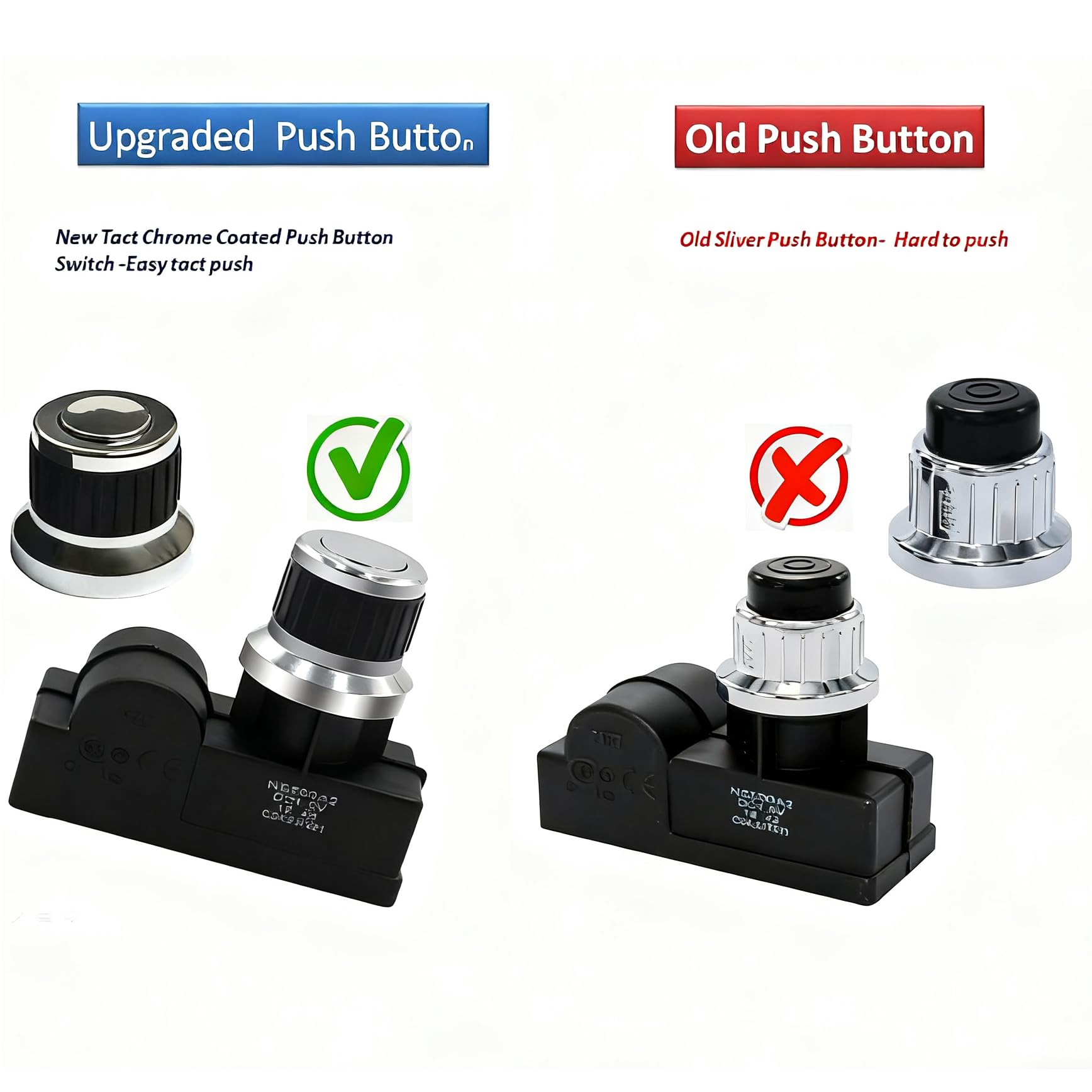 MCAMPAS Universal AA Battery Push Button Igniter - Gas Grill Replacement Compatible with Char-Broil, Nexgrill, Brinkmann, Blackstone Griddle (2 Outlet - Silver)