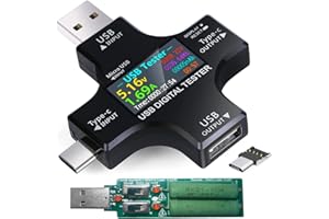 USB C Tester,KJ-KayJI 2 in 1 Tester IPS Digital Multimeter(2024),Voltage,Cur,Pwr,Resistance,Elec,Temp,Capacity,Tme,Fast Charging,with 3A Discharge Load Support PD2.0/PD3.0,QC2.0/QC3.0,BC1.2