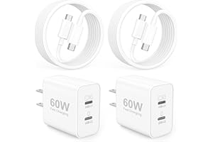 for Google Pixel Charger, 2 Pack 60W Dual Port USB C Super Fast Wall Charger Block with 6FT Type C Cable Charging Cord for Go
