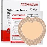 FRESINIDER 7"x7" (Pack of 10) Wound Silicone Sacral Foam Dressing Sacrum Foam Adhesive with Border - Waterproof Absorbent Breathable Bed Sore Pressure Pads