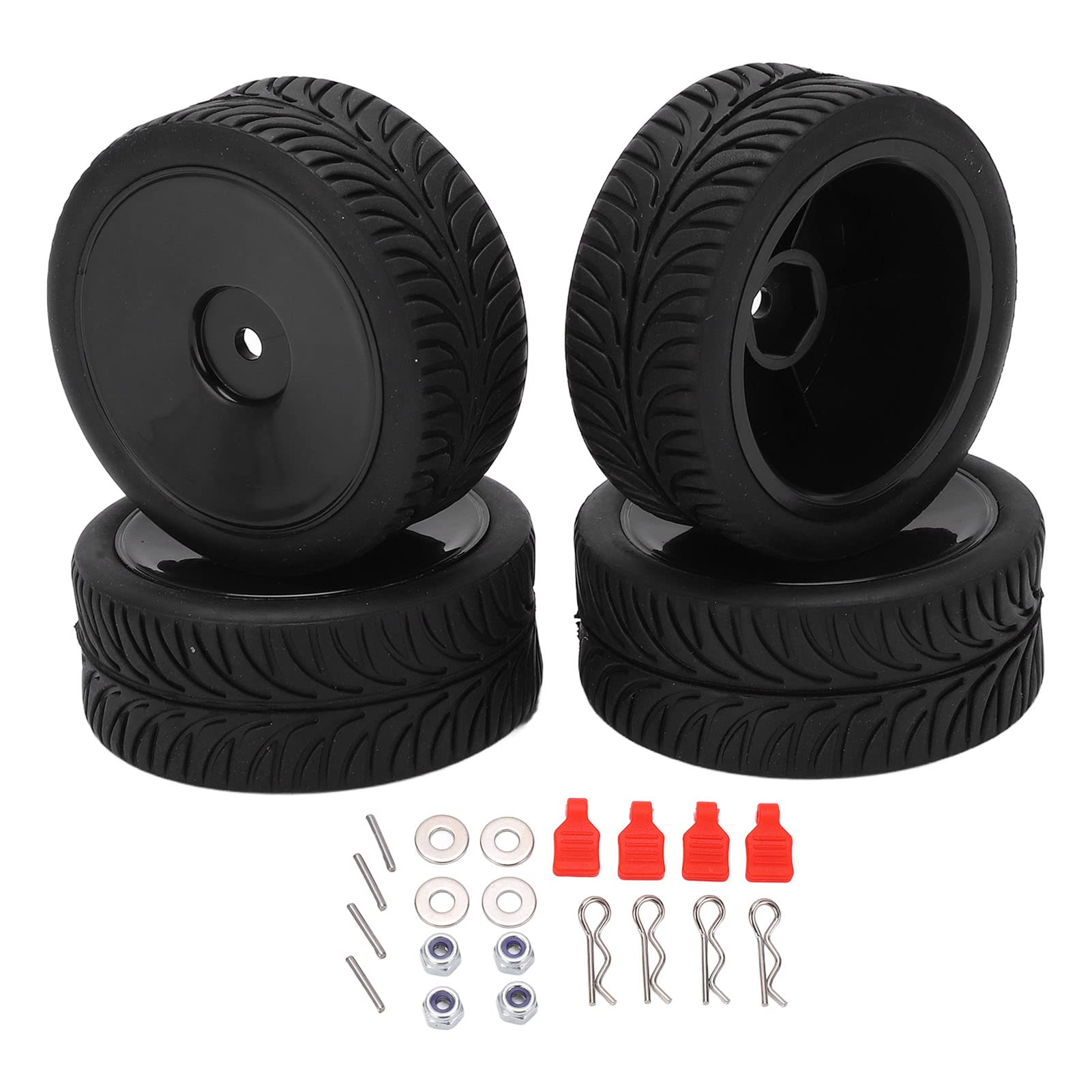 VGEBY RC Tires, 4Pcs RC Rubber Tires 65mm Closed Tires, Arc Pattern for WLToys 144001 1/14 RC Off Road Vehicle, VGEBY18XDO6EN04