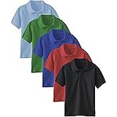 Andrew Scott Boys Multi Pack Short Sleeve Pique Polo Shirts | School Camp Uniform Cotton Shirts | 3 Pack & 5 Pack