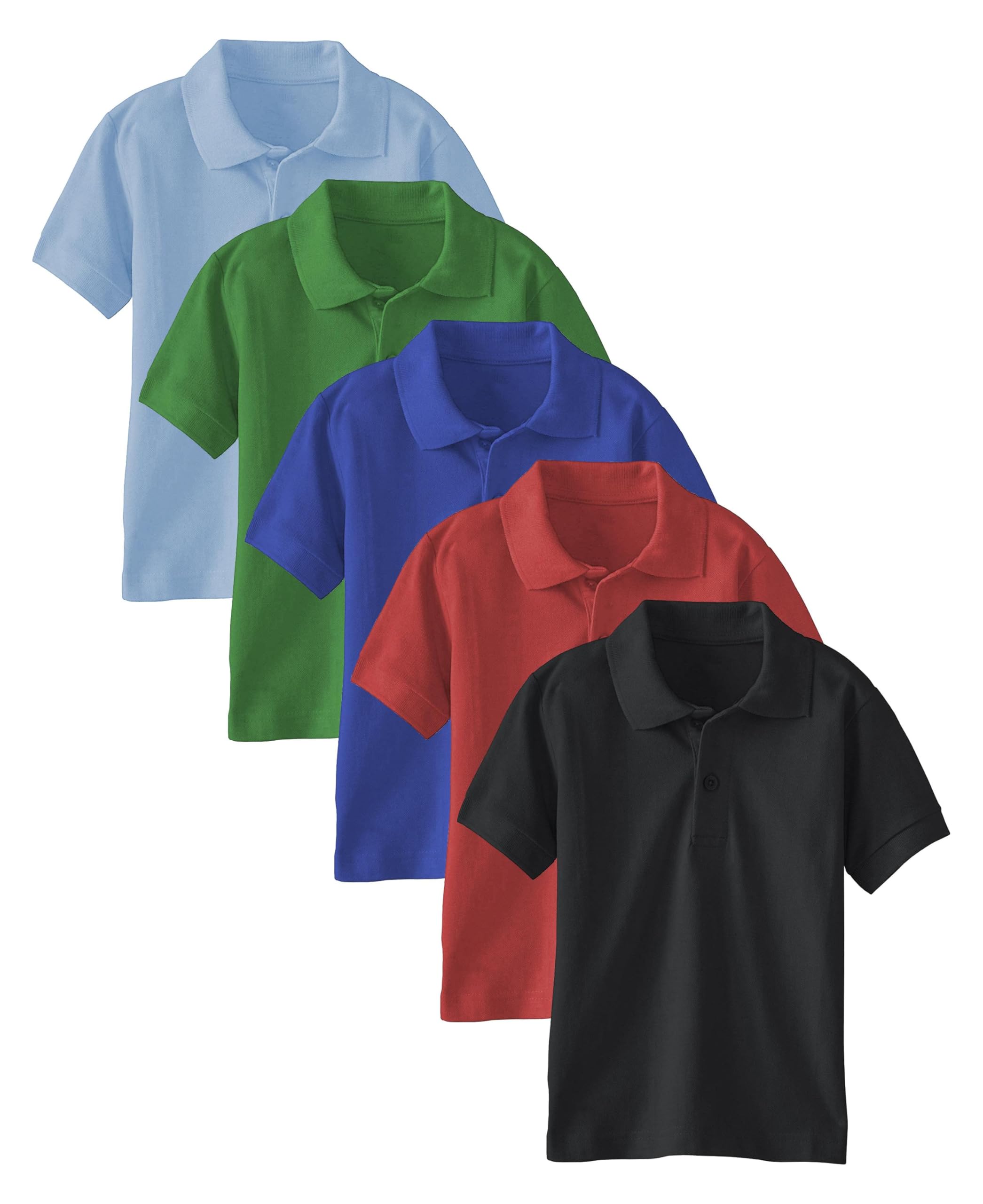 Photo 1 of Andrew Scott Boys Multi Pack Short Sleeve Pique Polo Shirts | School Camp Uniform Cotton Shirts | 3 Pack & 5 Pack