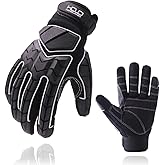 AIGEVTURE Anti Vibration Work Gloves Men TPR Impact Reducing Mechanic Gloves SBR Fingers & Palm Padded Safety Work Gloves