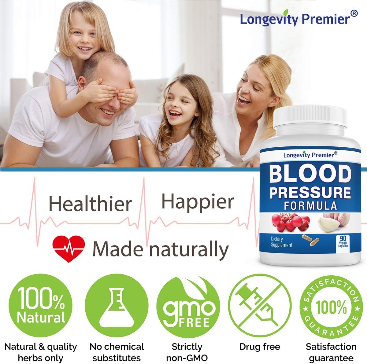 Longevity Blood Pressure Formula [90 Capsules] - Scientifically formulated with Natural Herbs. Best Blood Pressure Supplement: Health & Personal Care