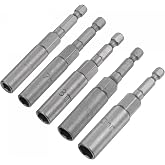 uxcell Quick-Change Nut Driver Bit Set, 1/4" Hex Shank 6mm 7mm 8mm 9mm 10mm Nut Setter Drill Bits, No-magnetic CR-V 3.15" Length