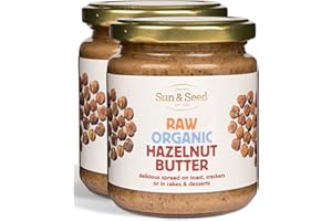 SUN SEED Sun & Seed - Raw Organic Nut Butter Spreads - Gluten-Free and Keto Friendly - Ultra Nutritious (250g) (Hazelnut (2 Pack))